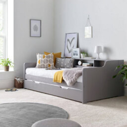 Rest Relax Trent Wooden Guest Single Bed With Trundle Grey - thumbnail 2