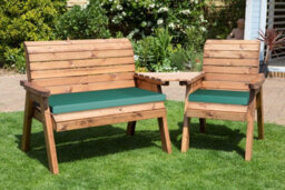 Charles Taylor Trading Three Seat Companion Set Angled With Cushions - W230 X D90 X H98 - Fully Assembled - Green - thumbnail 2