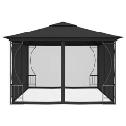 Berkfield Durable Gazebo With Nets 300X400X265 Cm Anthracite - thumbnail 4