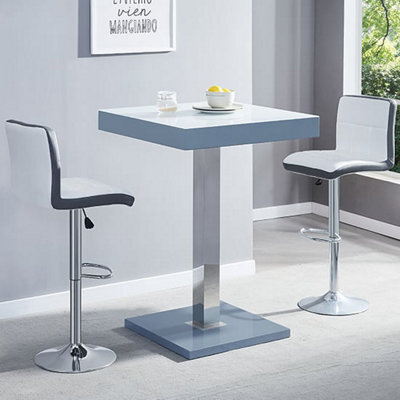 Furniture in Fashion Topaz Glass White Grey Bar Table 2 Copez White Grey Stools - image 1