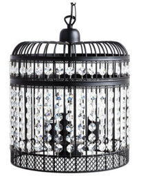Wyld And Coco Lumilux Pendant Ceiling Lamp Black Iron Cage With Faux Crystal Beads Vintage Glamour, W30 X D30 X H75Cm - thumbnail 1