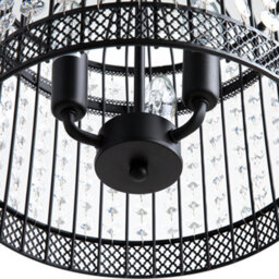 Wyld And Coco Lumilux Pendant Ceiling Lamp Black Iron Cage With Faux Crystal Beads Vintage Glamour, W30 X D30 X H75Cm - thumbnail 6
