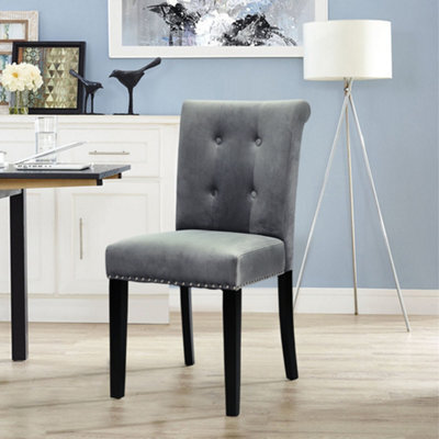 Living And Home Tufted Velvet Chair Dining Chair With Nailhead Trim - image 1