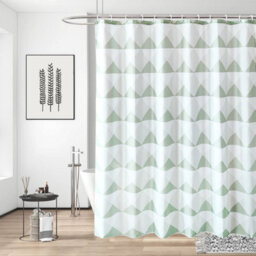 Neel Blue Shower Curtain Polyester Fabric Bathroom Curtain With 12 Curtain Hook Water-Resistant Bath Curtain 180 X 180Cm