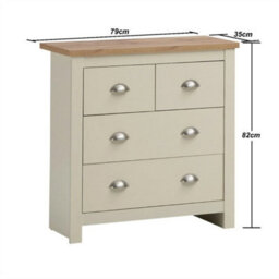 2 Piece Bedroom Set  1 Drawer Bedside Table + 4 Drawer Chest Of Drawers - thumbnail 2