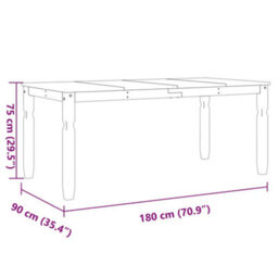 Berkfield Dining Table Corona White 180X90X75 Cm Solid Wood Pine - thumbnail 8