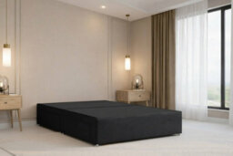 "Chester & Oakley Beds Chester & Oakley Lorenzo Black Plush Divan Bed Base No Drawers With 26"" Strutted Headboard 4' Small Double" - thumbnail 3