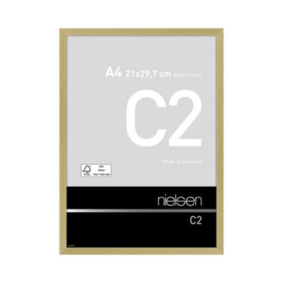 Nielsen C2 Brushed Gold Aluminium Picture Frame A4, 21X29.7Cm - With Float Glass And Push/turn Clips