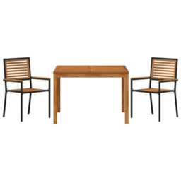 Berkfield Garden Dining Set 3 Pcs Black Poly Rattan - thumbnail 7