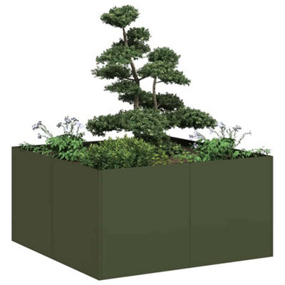 Berkfield Planter Olive Green 80X80X40 Cm Cold-Rolled Steel - image 1