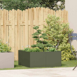 Berkfield Planter Olive Green 80X80X40 Cm Cold-Rolled Steel - thumbnail 3