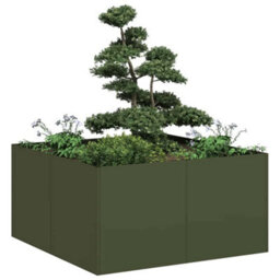 Berkfield Planter Olive Green 80X80X40 Cm Cold-Rolled Steel - thumbnail 1