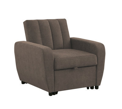 Mattress Guru Gibson Modern And Versatile Fabric 1 Seater Chair Bed, Living Room Furniture, Guest Bed, Brown - image 1
