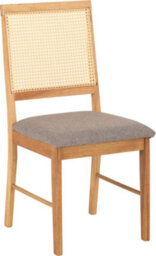 Seconique Ellis Pair Of Chairs In Oak Effect With Rattan Back And Grey Fabric - thumbnail 3