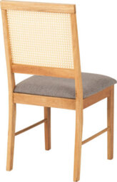 Seconique Ellis Pair Of Chairs In Oak Effect With Rattan Back And Grey Fabric - thumbnail 7