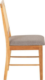 Seconique Ellis Pair Of Chairs In Oak Effect With Rattan Back And Grey Fabric - thumbnail 5