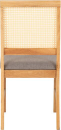 Seconique Ellis Pair Of Chairs In Oak Effect With Rattan Back And Grey Fabric - thumbnail 8