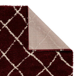 Modern Rug, Red Cream Shaggy Rug, 45mm Thick Moroccan Rug, Geometric Rug For Bedroom, & Dining Room-160Cm X 220Cm - thumbnail 5