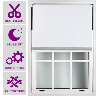 Furnished Diamante Edge Blackout Roller Blinds Made To Measure - White (W)180Cm X (L)165Cm