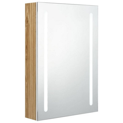 Berkfield Stylish Led Bathroom Mirror Cabinet White And Oak 50X13X70 Cm - image 1