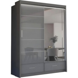 Sliding Wardrobes 4 u LTD Sliding Wardrobes 4U Bradford Modern High Gloss Sliding Door Wardrobe In 3 Colors & Sizes - (Grey - W1500mm, H2200mm) - thumbnail 2