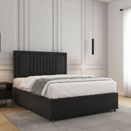 REGIONAL FURNISHINGS Divan Bed Plush Velvet In Black With 24Inch Panel Headboard & No Mattress No Drawers Single Small Double King Super King - thumbnail 2