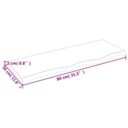 Berkfield Wall Shelf Light Brown 80X30X2 Cm Treated Solid Wood Oak - thumbnail 4