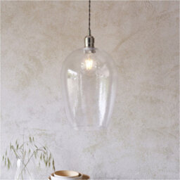 Loops 2 Pack Hanging Ceiling Pendant Light - Bright Nickel Plate & Clear Hammered Large Glass - 10W Led E27 - thumbnail 3