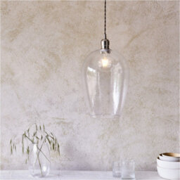 Loops 2 Pack Hanging Ceiling Pendant Light - Bright Nickel Plate & Clear Hammered Large Glass - 10W Led E27 - thumbnail 4