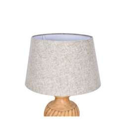 Solid Wood Table Lamp With Fabric Shade Natural Finish Carved Swirl Urn Base For Living Room Or Bedroom - thumbnail 3