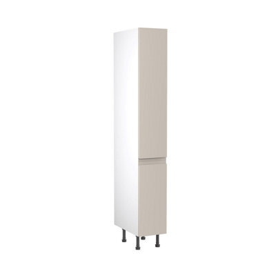 Kitchen Kit Larder Tall Unit With Pull Out Storage 300mm W/ J-Pull Cabinet Door - Super Gloss Light Grey - image 1