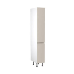 Kitchen Kit Larder Tall Unit With Pull Out Storage 300mm W/ J-Pull Cabinet Door - Super Gloss Light Grey - thumbnail 1
