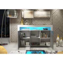 Creative Furniture Aether Sideboard 155Cm - White & Grey Gloss Doors And Led Lights - thumbnail 3