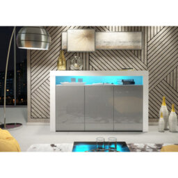 Creative Furniture Aether Sideboard 155Cm - White & Grey Gloss Doors And Led Lights - thumbnail 2