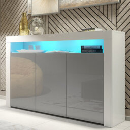 Creative Furniture Aether Sideboard 155Cm - White & Grey Gloss Doors And Led Lights - thumbnail 5