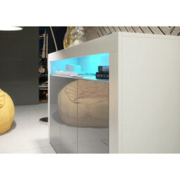 Creative Furniture Aether Sideboard 155Cm - White & Grey Gloss Doors And Led Lights - thumbnail 4