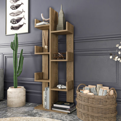 Decorotika Lusia 4-Tier Bookcase Shelving Unit Oak - image 1