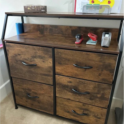Industrial Storage Sideboard Rustic Chest Drawers Metal Side Display Cabinet - image 1