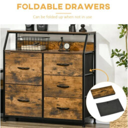 Industrial Storage Sideboard Rustic Chest Drawers Metal Side Display Cabinet - thumbnail 5