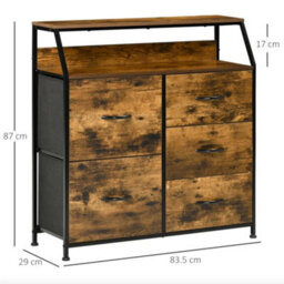 Industrial Storage Sideboard Rustic Chest Drawers Metal Side Display Cabinet - thumbnail 2