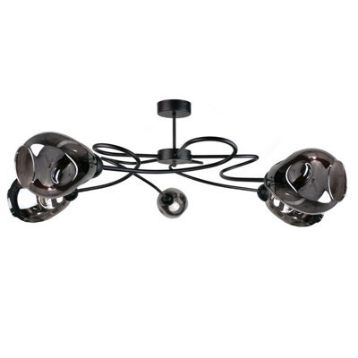 Luminosa Lighting Luminosa Zahra Multi Arm Semi Flush Ceiling Light Black, 67Cm, 5X E27