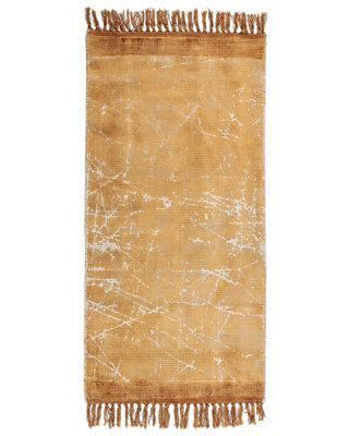 Beliani Handwoven Modern Glam Area Rug Orange And White Stripes 80 X 150 Cm - image 1