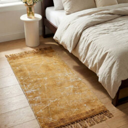 Beliani Handwoven Modern Glam Area Rug Orange And White Stripes 80 X 150 Cm - thumbnail 2