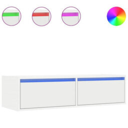 Berkfield Tv Cabinet With Led Lights White 100X35.5X25 Cm - thumbnail 2