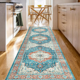 Ameha Regal Cashmere Rug Extra Large Hallway & Kitchen Area Runner Nonslip Stain Resistant Thick Pile Carpet (Blue Rust, 80X300Cm) - thumbnail 2