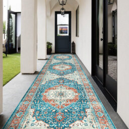 Ameha Regal Cashmere Rug Extra Large Hallway & Kitchen Area Runner Nonslip Stain Resistant Thick Pile Carpet (Blue Rust, 80X300Cm) - thumbnail 3