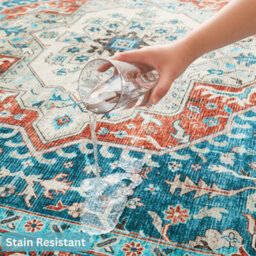 Ameha Regal Cashmere Rug Extra Large Hallway & Kitchen Area Runner Nonslip Stain Resistant Thick Pile Carpet (Blue Rust, 80X300Cm) - thumbnail 5