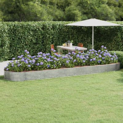 Berkfield Garden Planter Powder-Coated Steel 523X140X36 Cm Silver - image 1