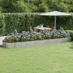 Berkfield Garden Planter Powder-Coated Steel 523X140X36 Cm Silver