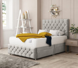 "Bed Choices Regency Plush Velvet Divan Bed With 2 Drawers, Mattress And 54"" Headboard" - thumbnail 1